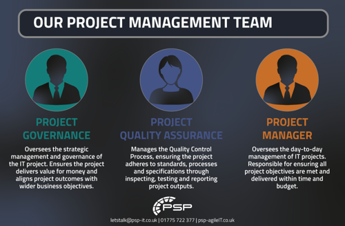 PSP project management team - project governance, project QA and Project manager